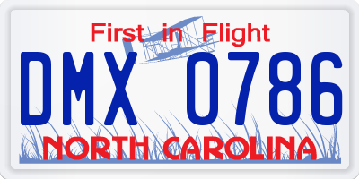NC license plate DMX0786