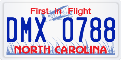 NC license plate DMX0788