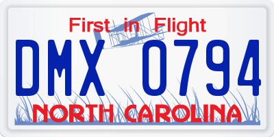 NC license plate DMX0794