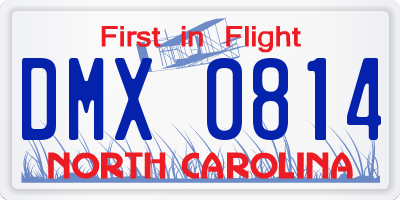 NC license plate DMX0814