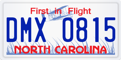 NC license plate DMX0815