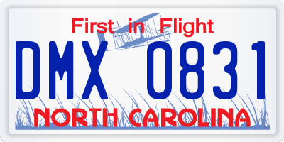 NC license plate DMX0831