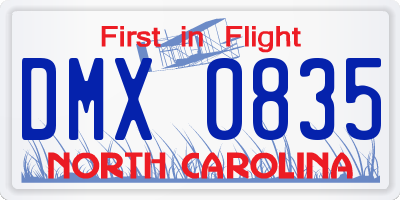 NC license plate DMX0835