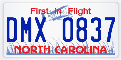 NC license plate DMX0837