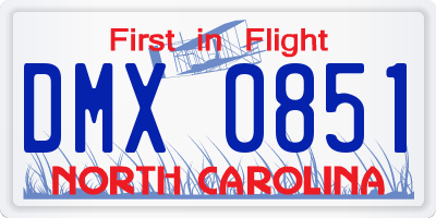 NC license plate DMX0851