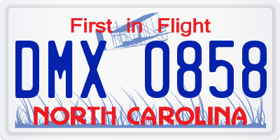NC license plate DMX0858