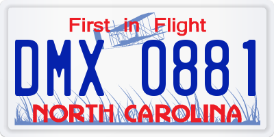 NC license plate DMX0881