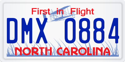 NC license plate DMX0884