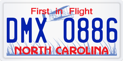 NC license plate DMX0886