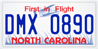 NC license plate DMX0890