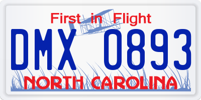 NC license plate DMX0893