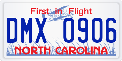 NC license plate DMX0906