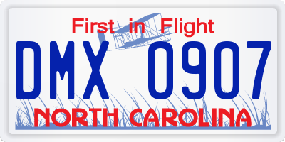 NC license plate DMX0907