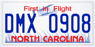 NC license plate DMX0908