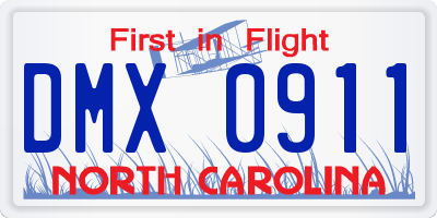NC license plate DMX0911