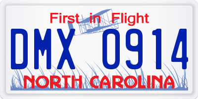 NC license plate DMX0914