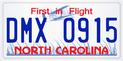 NC license plate DMX0915