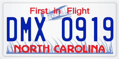 NC license plate DMX0919
