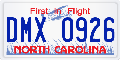 NC license plate DMX0926