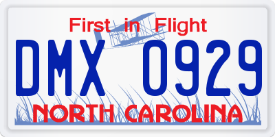NC license plate DMX0929