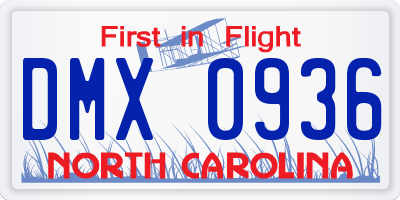 NC license plate DMX0936