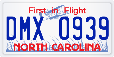 NC license plate DMX0939