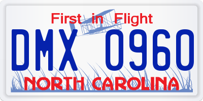 NC license plate DMX0960