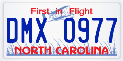 NC license plate DMX0977