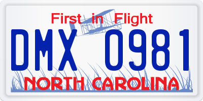 NC license plate DMX0981