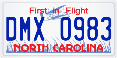 NC license plate DMX0983