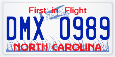 NC license plate DMX0989
