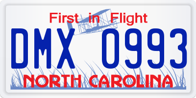 NC license plate DMX0993
