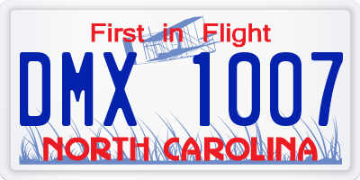 NC license plate DMX1007