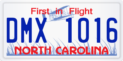 NC license plate DMX1016