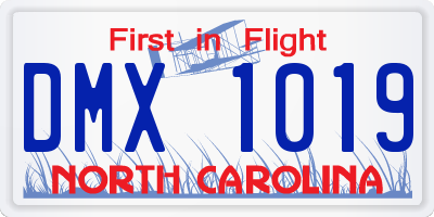NC license plate DMX1019
