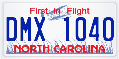NC license plate DMX1040