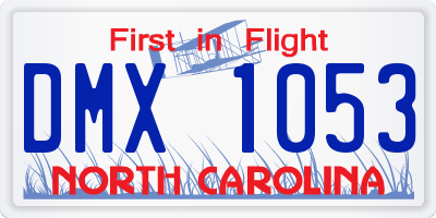NC license plate DMX1053