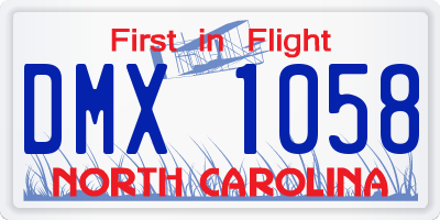 NC license plate DMX1058