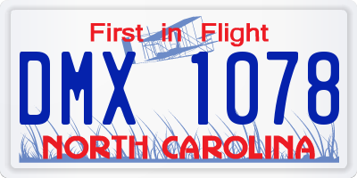 NC license plate DMX1078