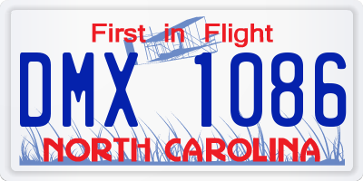 NC license plate DMX1086