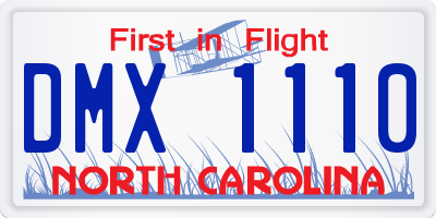 NC license plate DMX1110