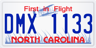 NC license plate DMX1133