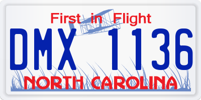 NC license plate DMX1136