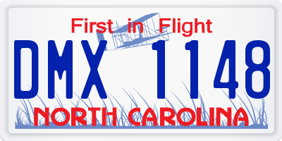 NC license plate DMX1148