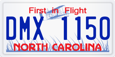 NC license plate DMX1150