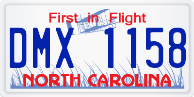 NC license plate DMX1158