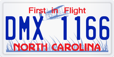 NC license plate DMX1166