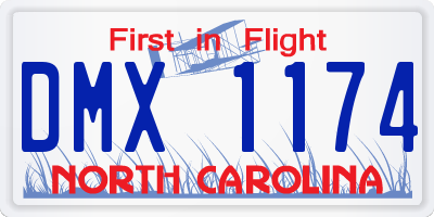NC license plate DMX1174