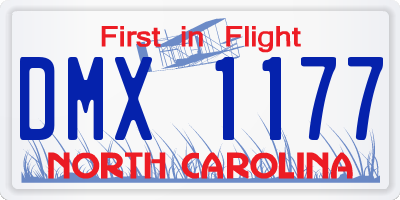 NC license plate DMX1177