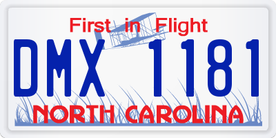 NC license plate DMX1181